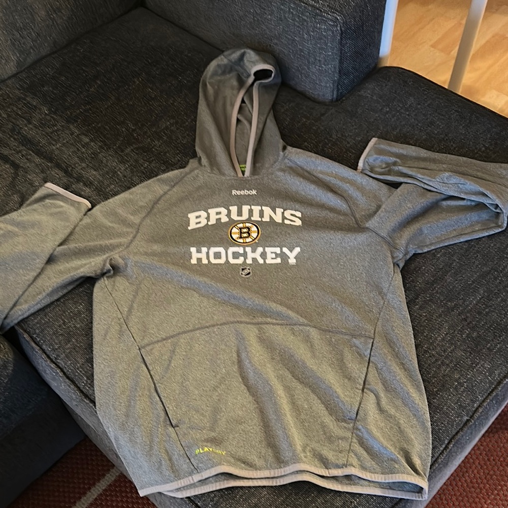Reebok Gray Bruins Hockey Hoodie